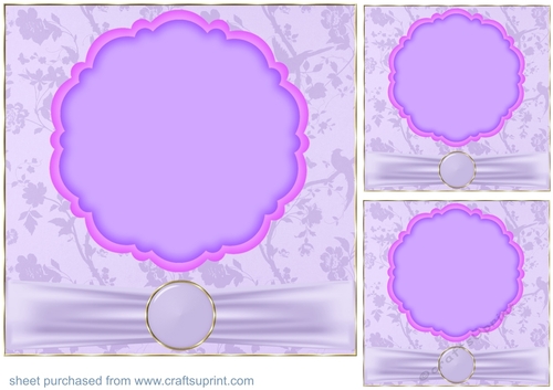 3 Purple floral card front blanks/toppers
