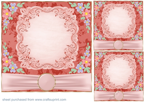 3 Red floral card front/topper blanks