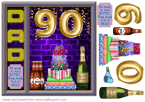 Dad age 90 Birthday card front