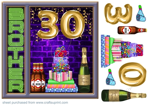 Brother age 30 Birthday card front