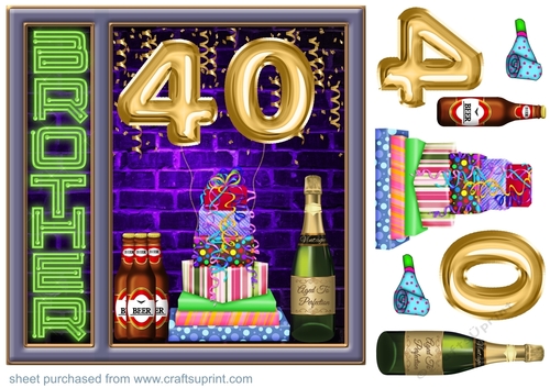 Brother age 40 Birthday card front