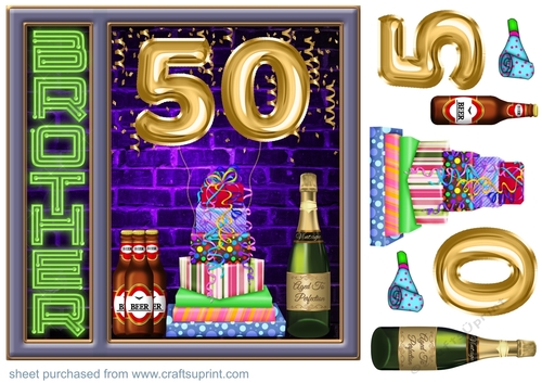 Brother age 50 Birthday card front