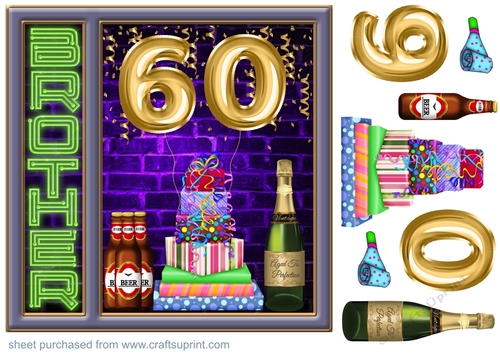 Brother age 60 Birthday card front