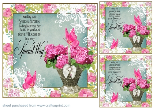 3 Hydrangea card fronts/toppers(with verse)