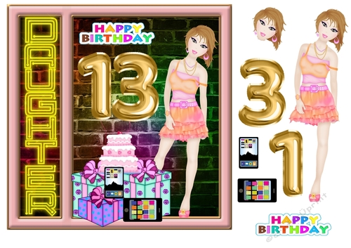Daughter age 13 Birthday card front