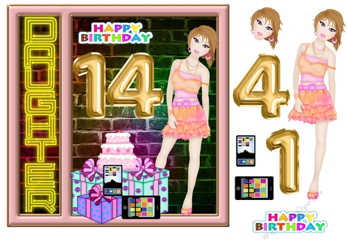 Daughter age 14 Birthday card front