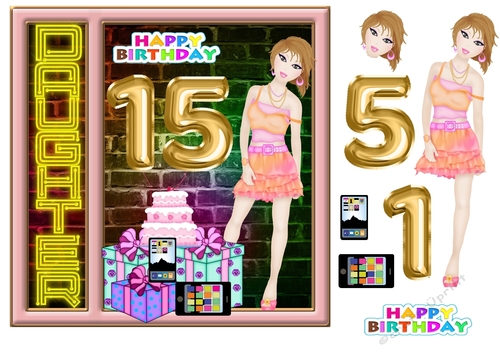 Daughter age 15 Birthday card front