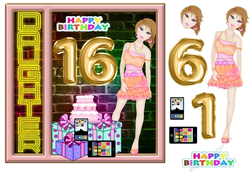 Daughter age 16 Birthday card front