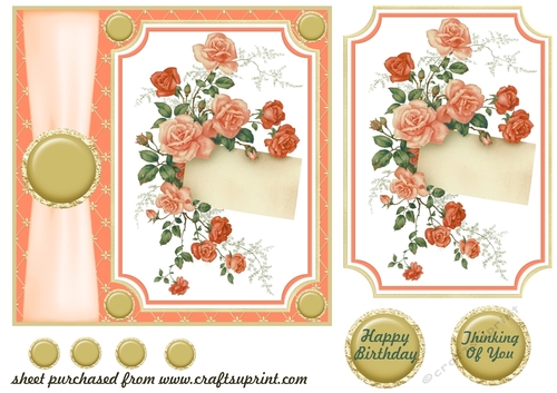 Peach floral card front