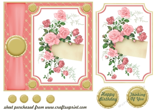 Pink floral card front 1
