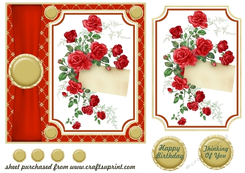 Red floral card front 