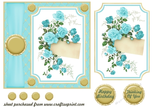 Aqua floral card front 