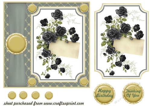 Black floral card front 