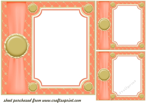 3 Peach card front/topper blanks 