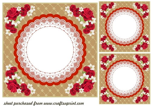 3 Red rose corner card fronts/toppers 2