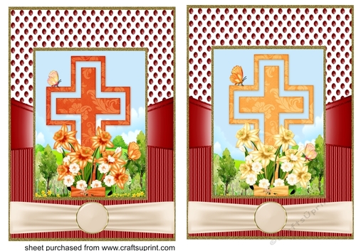 2 Orange floral cross card fronts