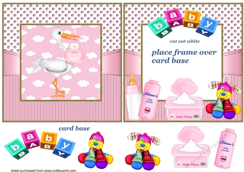 Framed baby girl card front
