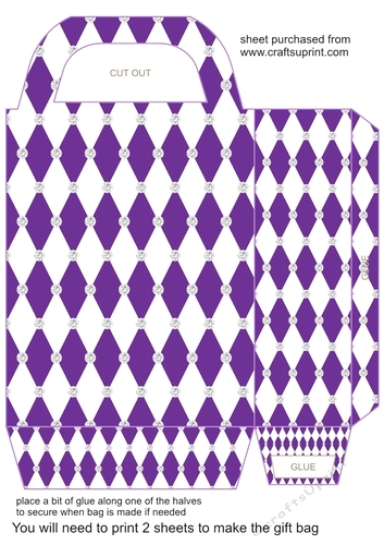 Purple harlequin gift bag 2