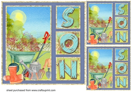 3 Gardening Son card fronts/toppers