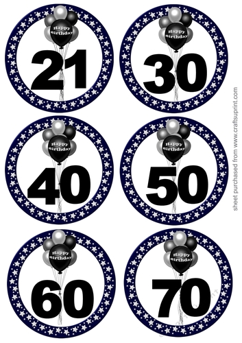 Age 21-70 Male Birthday toppers