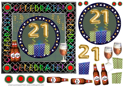Male age 21 Birthday card front