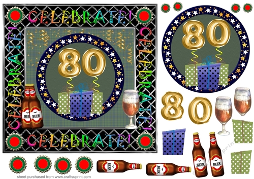 Male age 80 Birthday card front