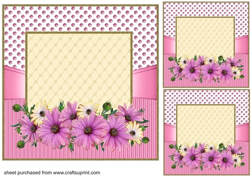 3 Pink framed floral card fronts/toppers 3