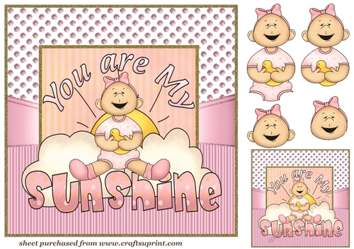 baby girl You are my sunshine card front