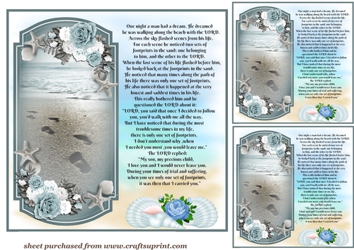 3 Foot prints verse card fronts/toppers 1