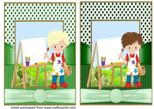 2 Little boy artist card fronts