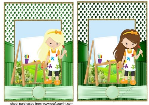 2 Little girl artist card fronts