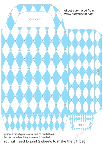 Blue harlequin gift bag