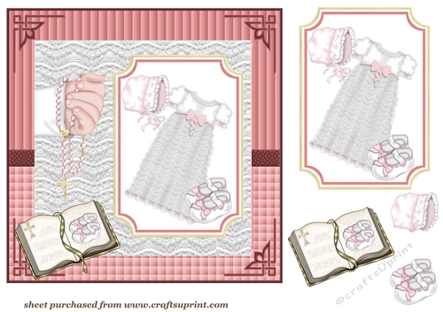 Baby girl Christening card front