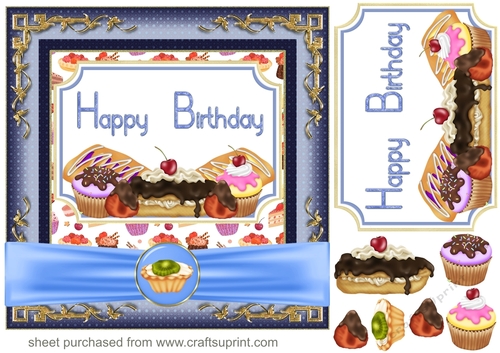 Blue Birthday bakery card front