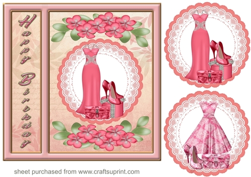 Pink day or night birthday fashion card front