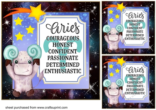 3 Aries bull Birthday card front/toppers