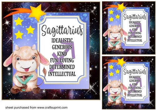 3 Sagittarius bull Birthday card front/toppers
