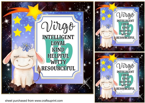3 Virgo bull Birthday card front/toppers