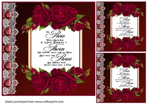 3 Red rose verse card fronts/toppers 1