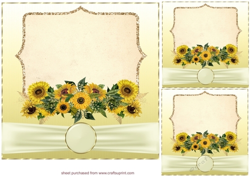 3 Yellow sunflower card fronts/toppers 1