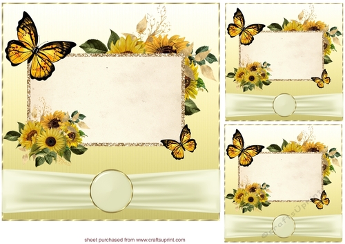 3 Yellow sunflower card fronts/toppers 2