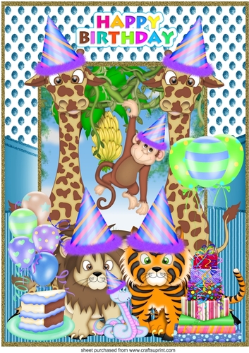 Large Birthday boy jungle topper