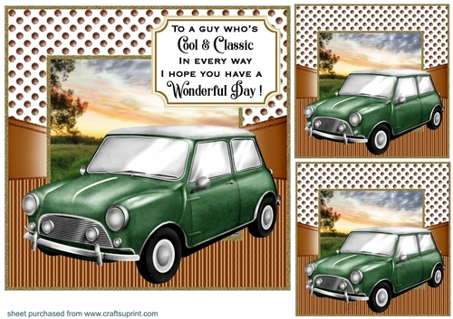 3 Vintage car card front/toppers 1
