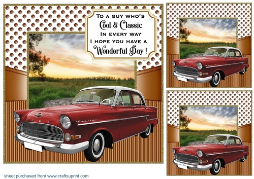 3 Vintage car card front/toppers 2