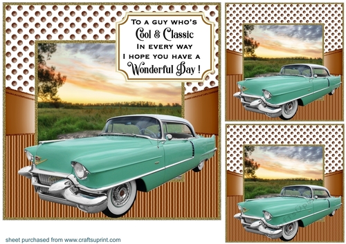 3 Vintage car card front/toppers 3