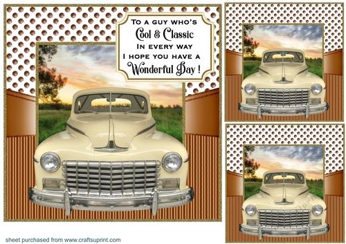3 Vintage car card front/toppers 5