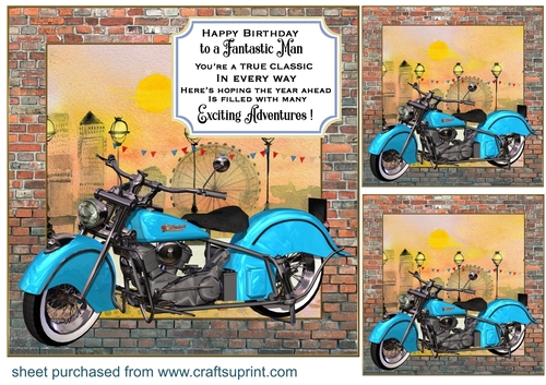 3 Classic motorbike card front/toppers 2