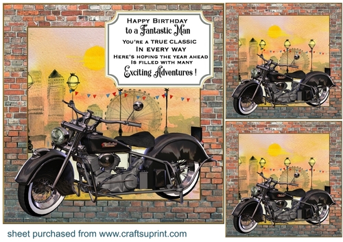 3 Classic motorbike card front/toppers 3
