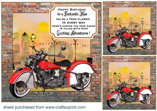 3 Classic motorbike card front/toppers 4
