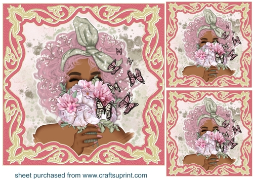 3 Floral butterfly girl card front/toppers 2